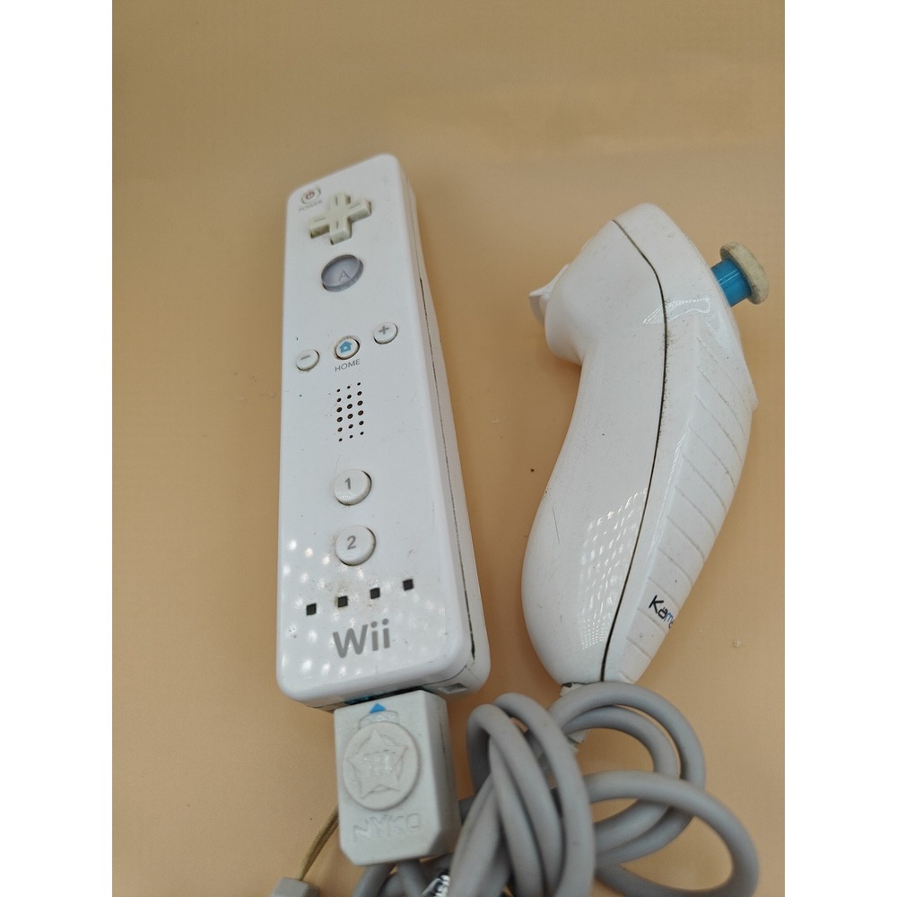 Official Nintendo Wii Remote Nunchuk White Controller Set OEM Tested Working